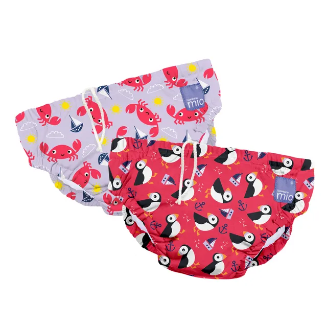 bambino-mio-macareux-crabes-couche-bain-lavable-lot-2-anti-fuites image 1