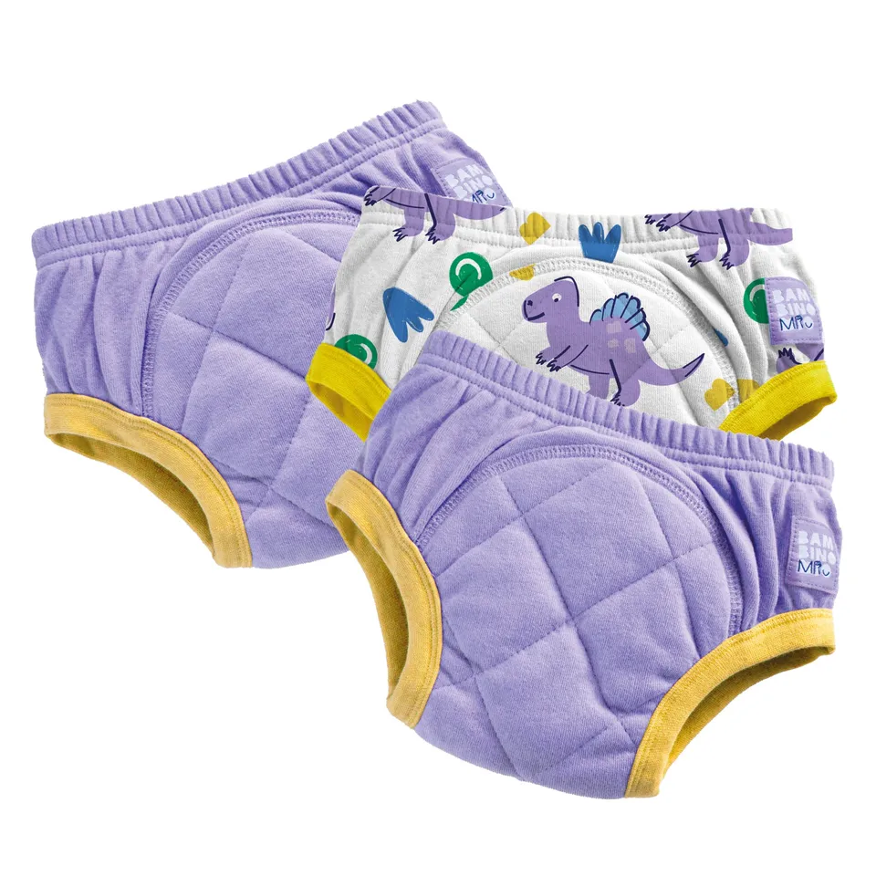 bambino-mio-training-pants-lot-3-culottes-purple-dinosaur-absorbantes image 1
