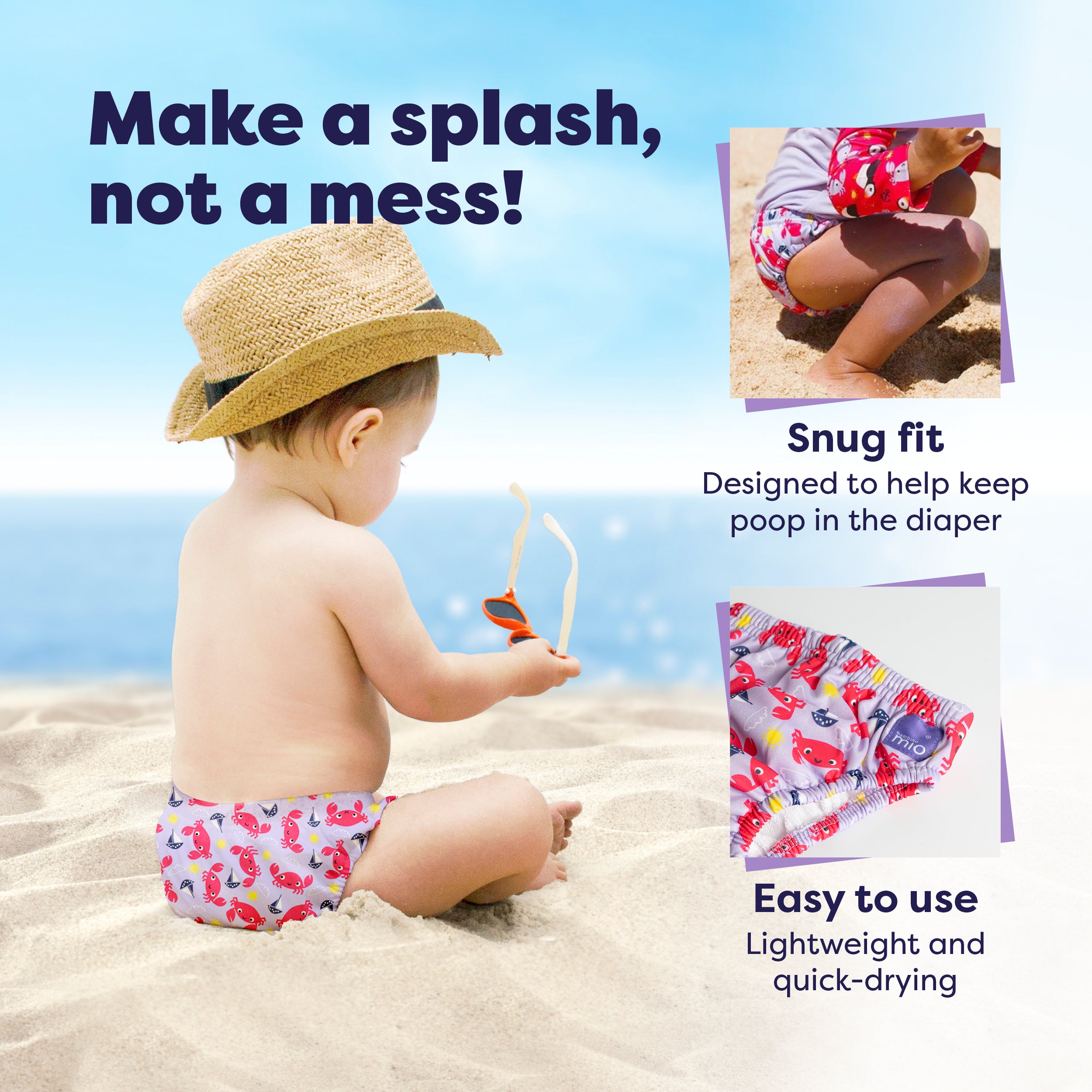 bambino-mio-macareux-crabes-couche-bain-lavable-lot-2-anti-fuites image 2