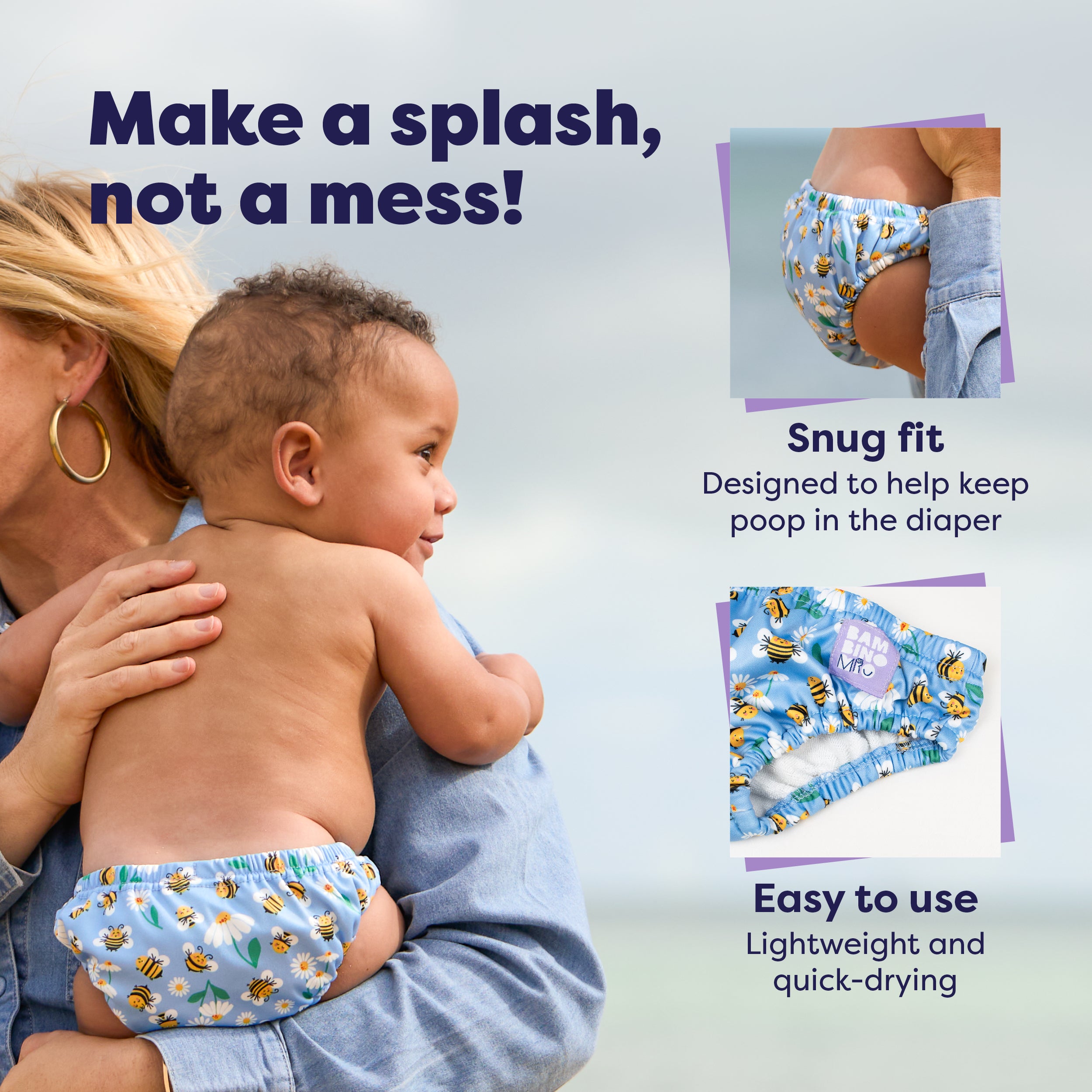 bambino-mio-abeilles-f-riques-couche-bain-6-12-mois-lavable image 2